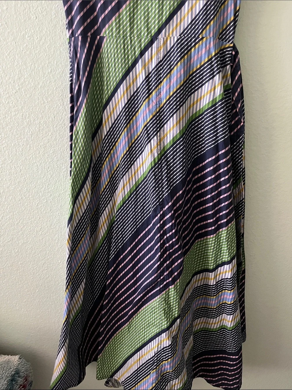 Tori Burch Sleeveless Striped Midi Dress in Navy & Green